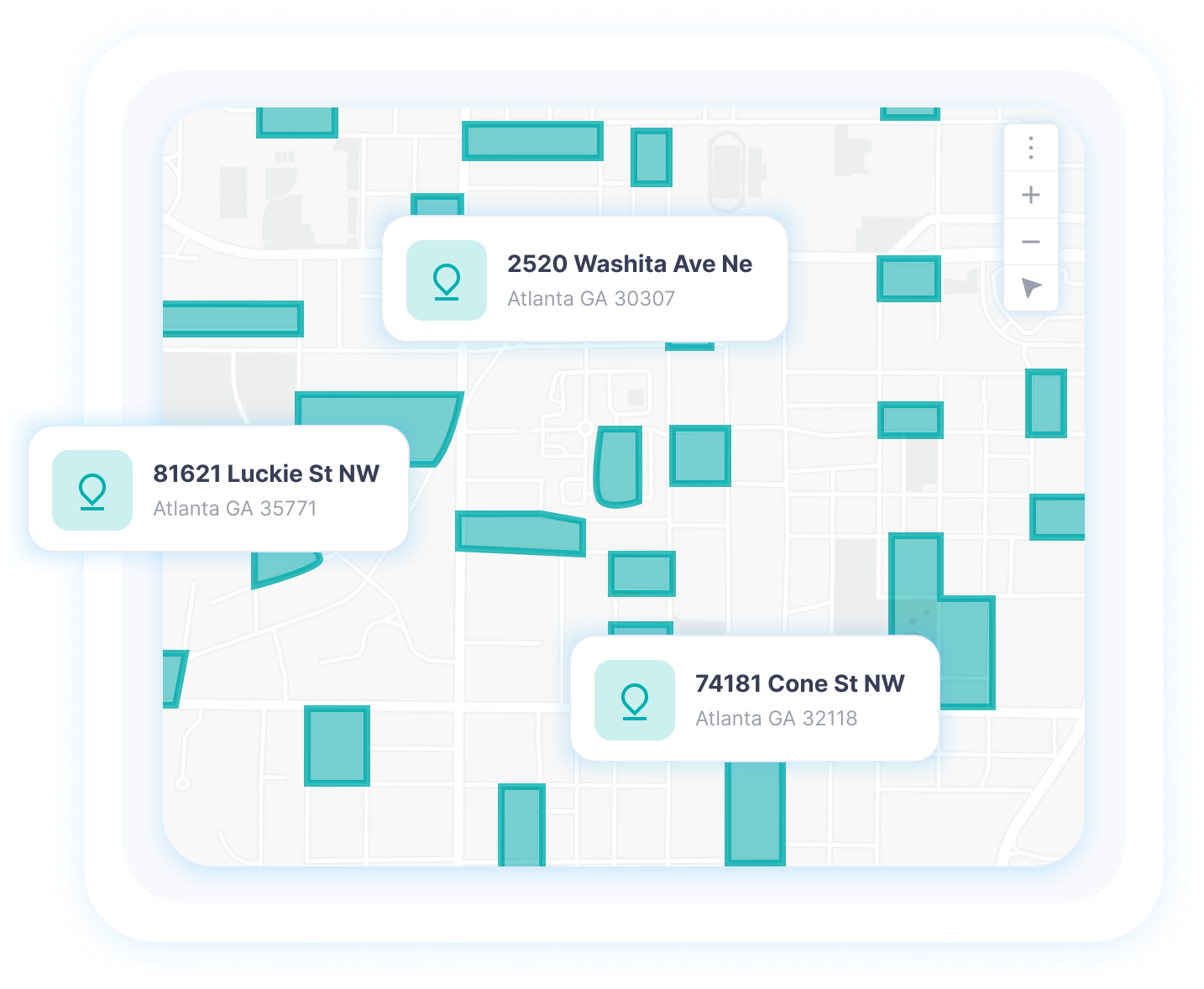 Polygon search drawn on a map with matching property cards